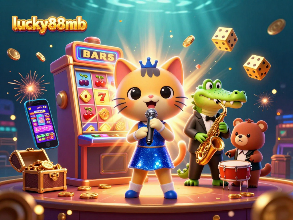 Experience excitement with lucky88mb as cartoon characters celebrate in vibrant casino scene.