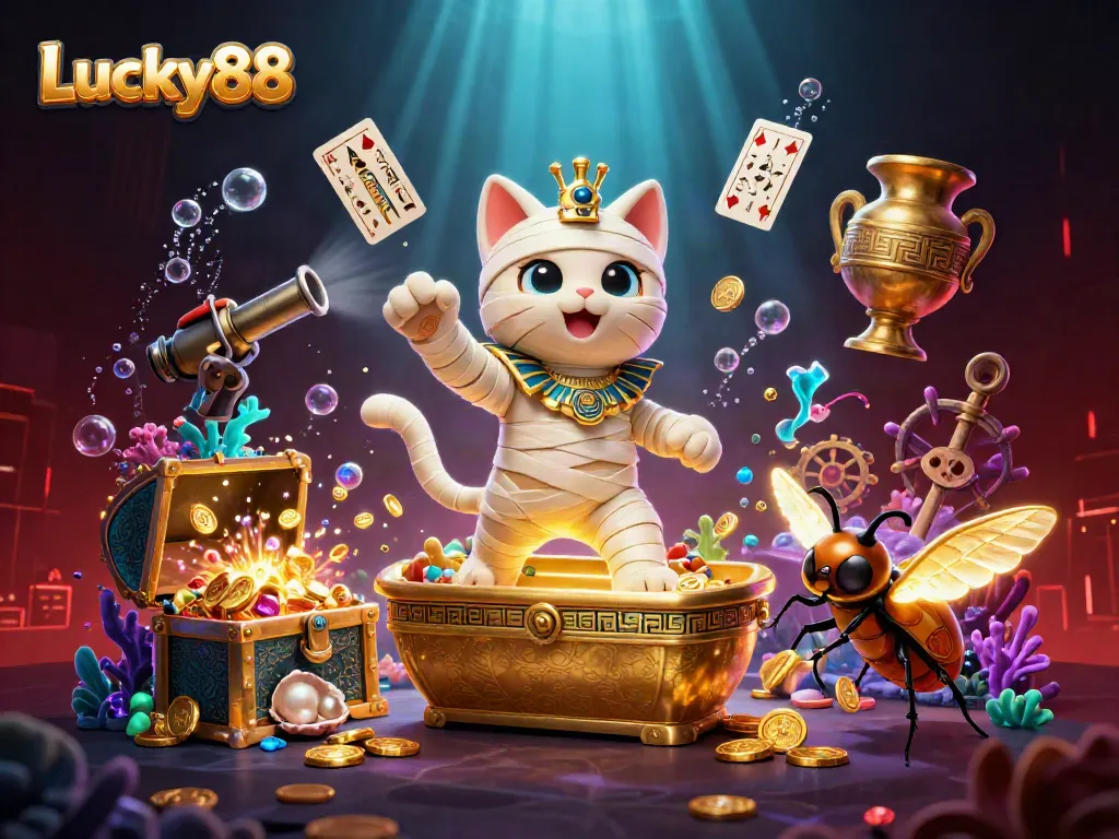 Experience thrilling gameplay at Lucky88 with a vibrant casino scene featuring Egyptian characters.