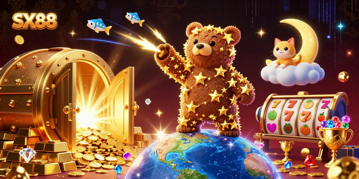 Scoop up winning coins with SX88 and dazzling slot reels in an enchanted casino setting.