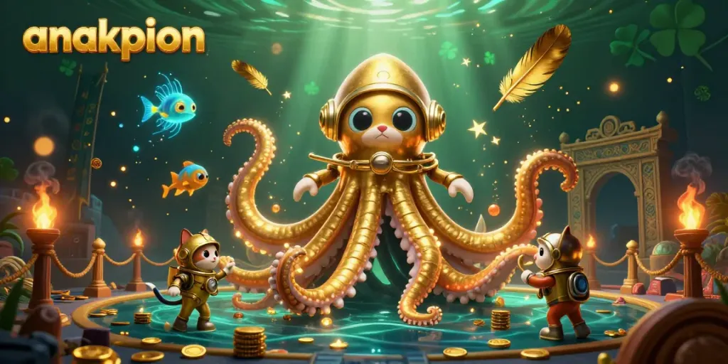 Engage with anakpion's thrilling online casino adventure featuring a kraken and diving cat.