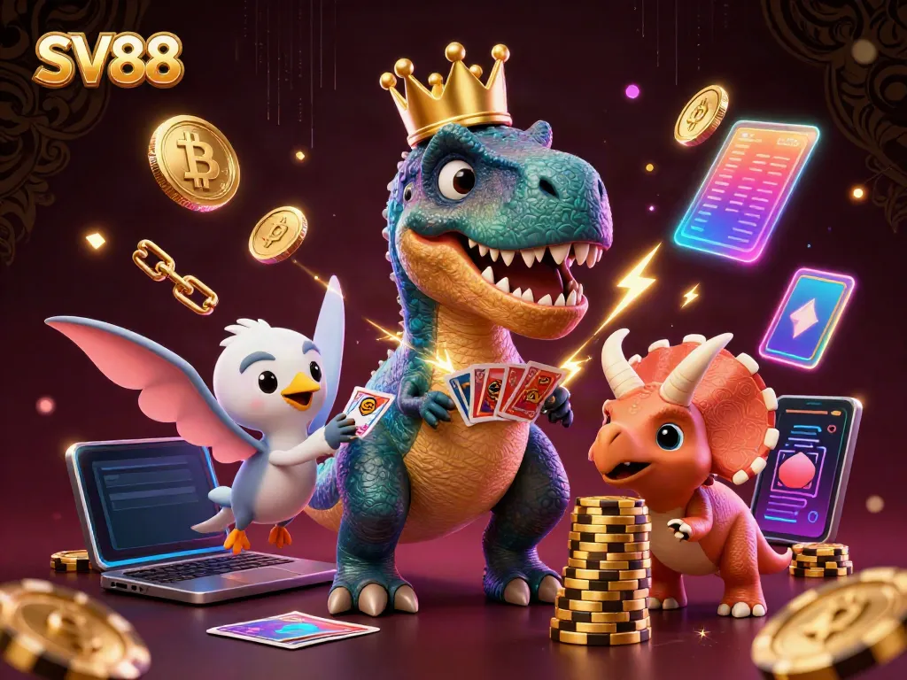 Engage with SV88 as a friendly T-Rex shuffles cards with a pterodactyl assistant and a baby triceratops stacks chips.