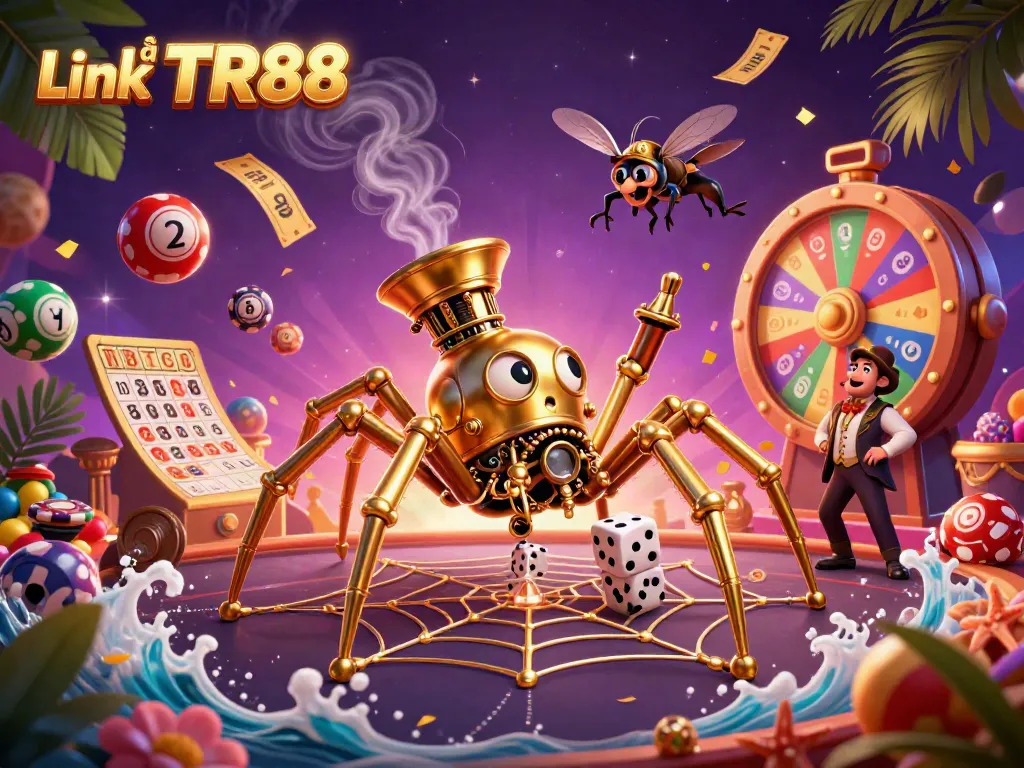 Catch odds and excitement with Link từ TR88 illustrated in vibrant casino-themed 3D art.