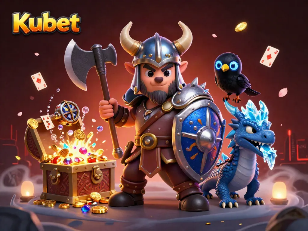 Kubet players spinning the reels in a vibrant 3D casino world filled with treasures and interactive elements.