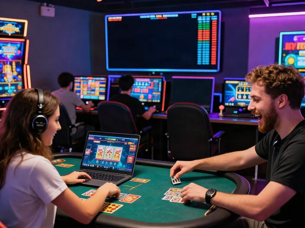 Exciting online gaming action at Sun Win platform with players engaged in card and slot games.