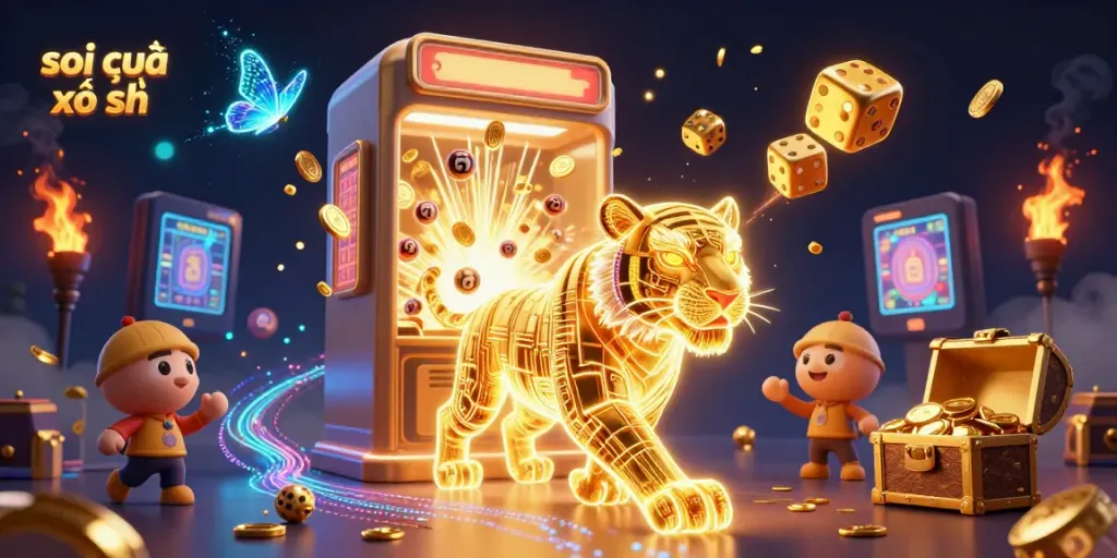 Experience winning strategies in soi cầu xổ số with vibrant lottery elements and 3D digital visuals.