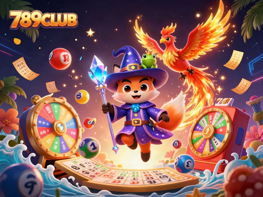 Engage with 789CLUB through a vibrant 3D illustration of dynamic gaming elements and enchanting characters.