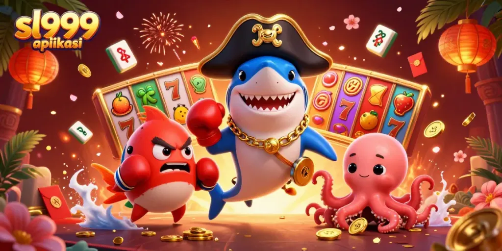 Experience the thrill of sl999 aplikasi with vibrant characters and casino elements in an immersive scene.