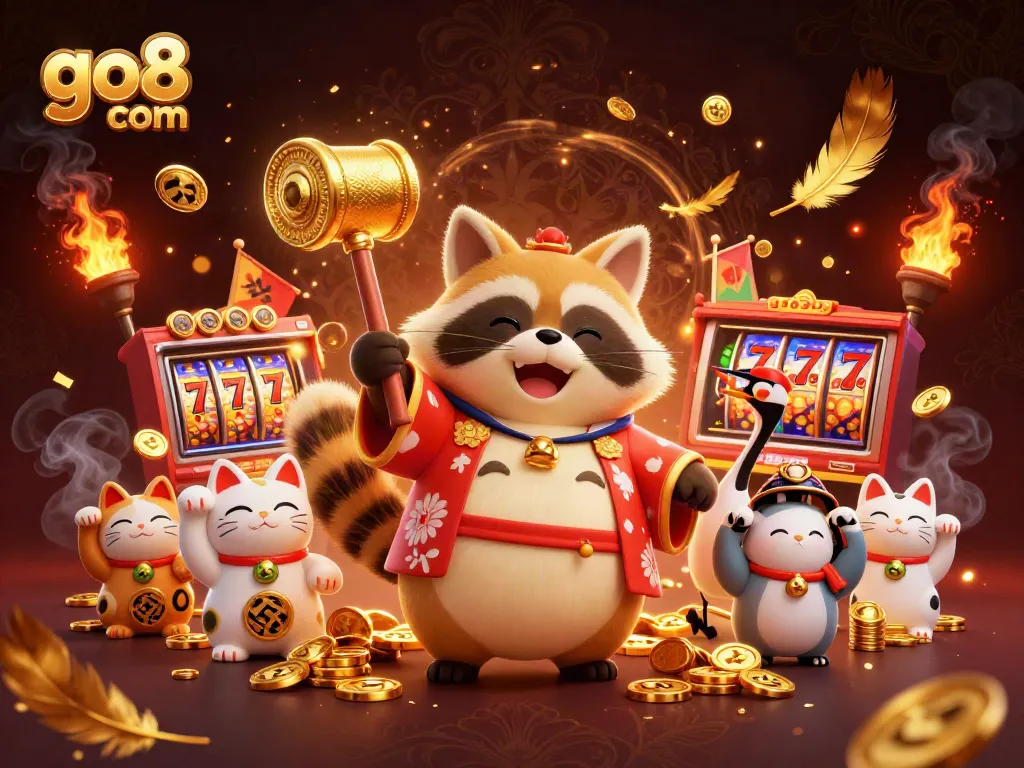 Spin and win big with exciting go8 com slots featuring lucky symbols in vibrant 3D illustration.