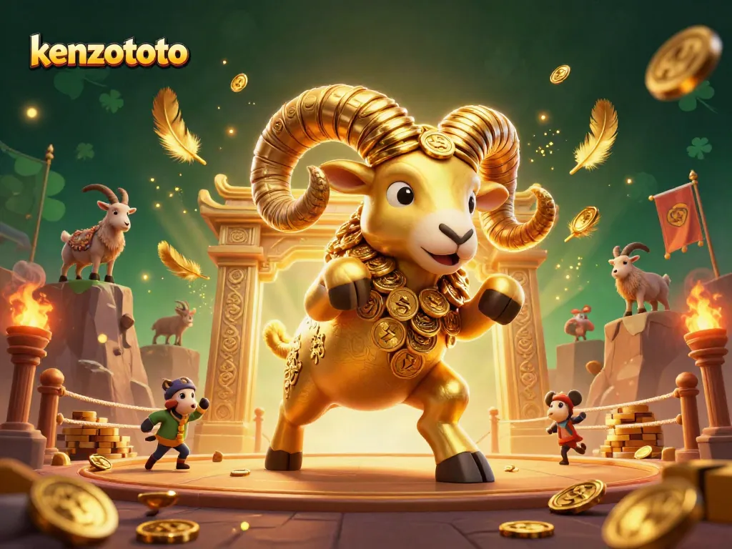Join the excitement with kenzototo as the golden ram charges toward riches amidst swirling game elements.