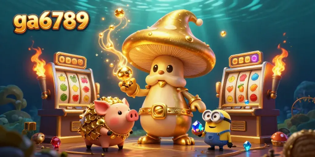 Engage with ga6789's dazzling slot machine adventure featuring golden magical elements and enchanting creatures.